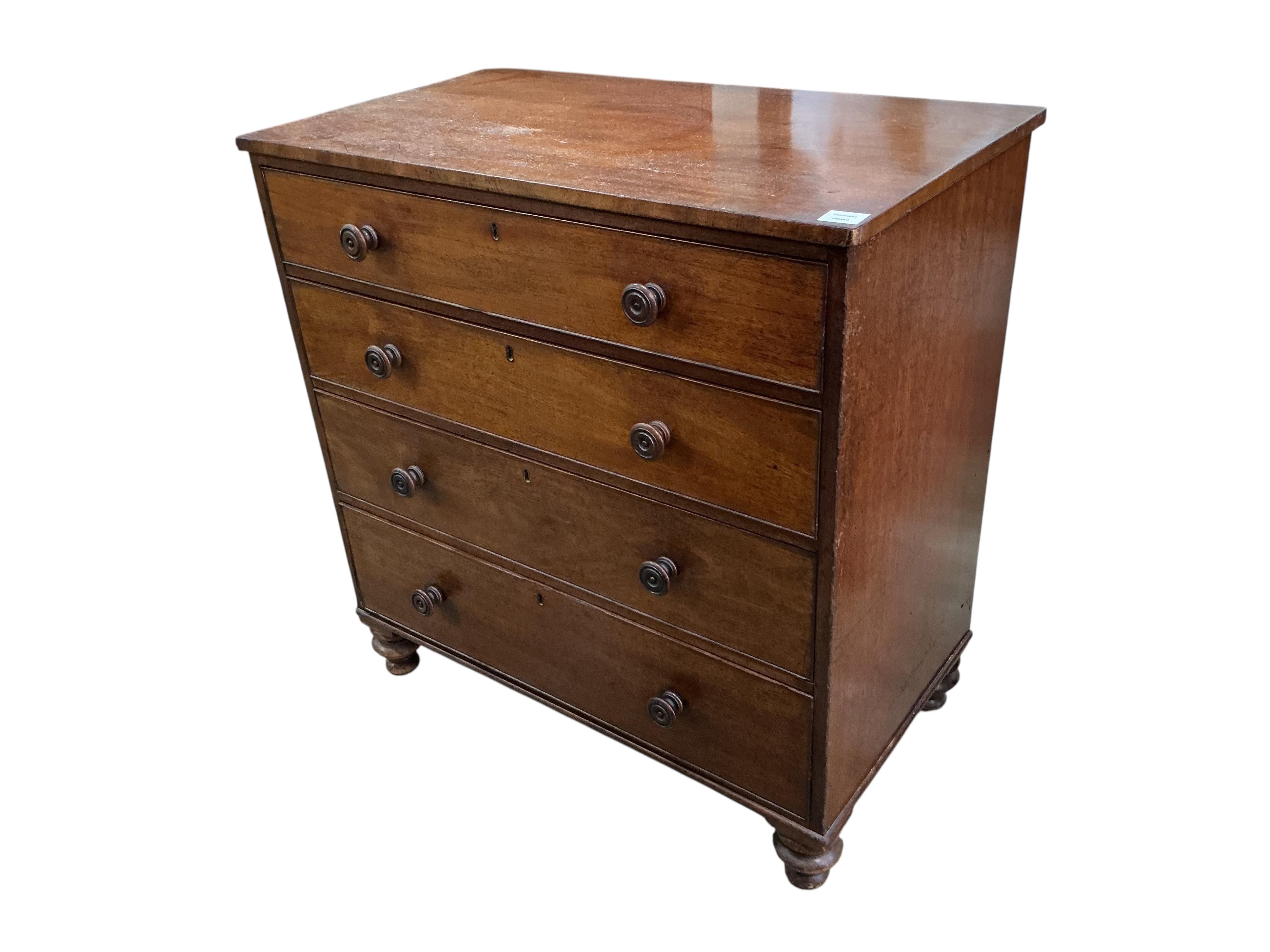 A Victorian mahogany chest of drawers, width 93cm, depth 52cm, height 96cm